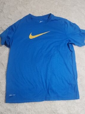 Nike Blue Short Sleeve Tee with Yellow Swoosh